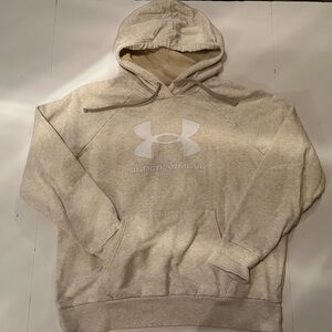 Classic Under Armour Logo Sweatshirt, Tan/Cream and White, Sized Large